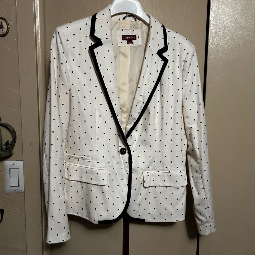 Merona Cream Blazer with Black Dots